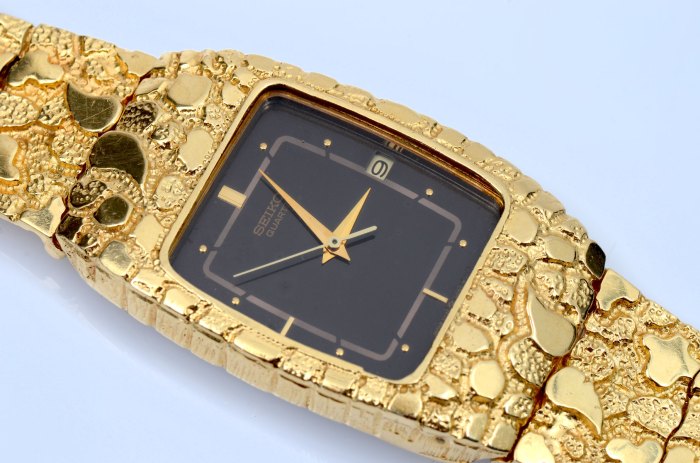 Seiko 14k Gold Nugget Watch Luxury Timepiece